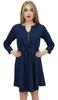 Bimba Women's Short Denim Casual Dress Dark Blue Drawstring Waist Dresses -