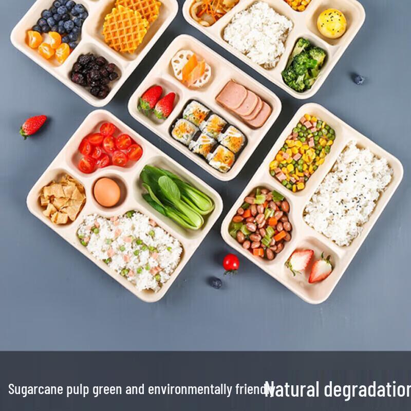 Biodegradable 6-Compartment Meal Prep Containers