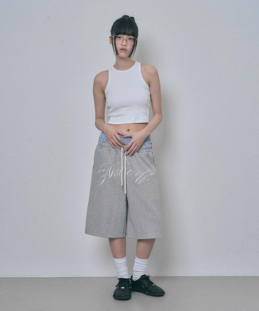MOO Trunk Layered Sweat Bermuda Pants - Gray
