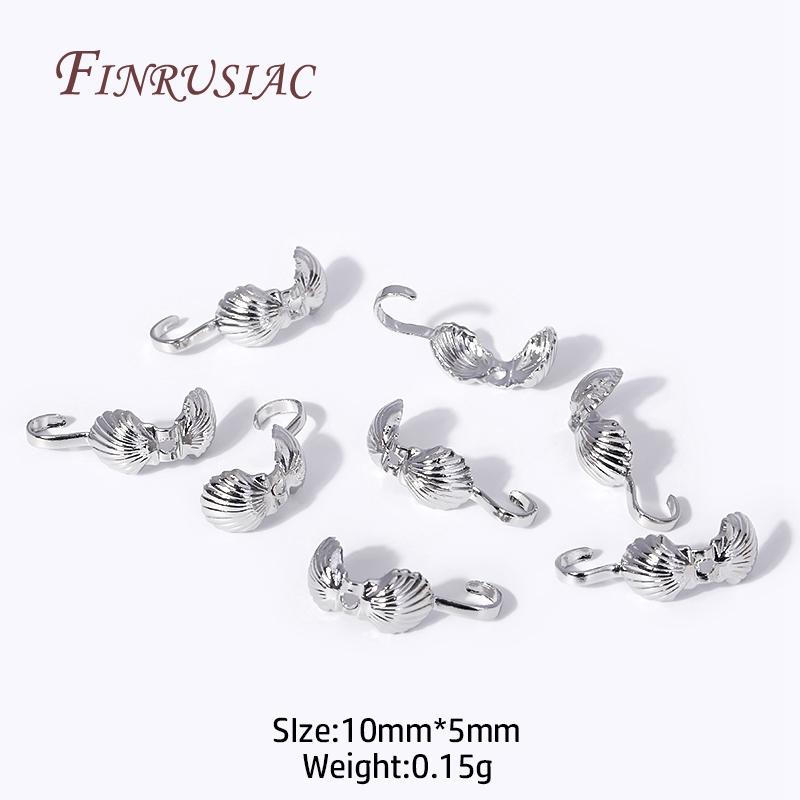 Brass End Crimps Beads Tips Covered Clasps Connector DIY Jewelry Findings Accessories 18K Gold Plated Star Double-Cup Bead Tip