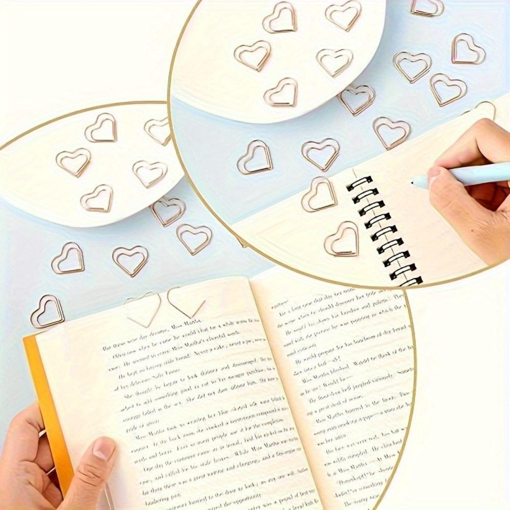 Herz-Büroklammer Goldene Liebe Kleine Kurve Nadel Metall Tagebuch-Büroklammer Büro Dokument, Schreibtisch-Aufbewahrung papeleria y oficina