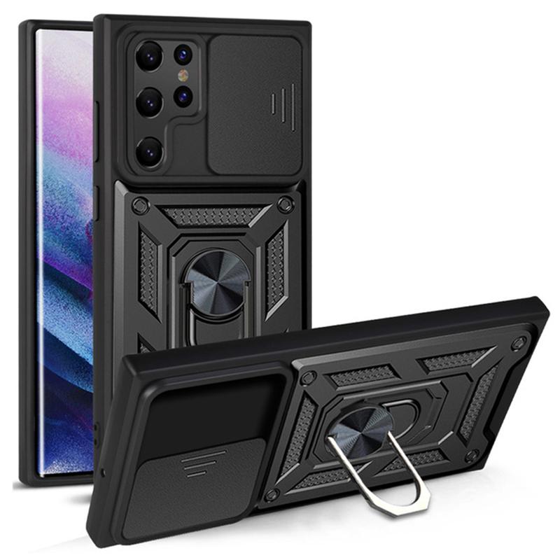 

Чехол для телефона Samsung S23 Ultra Plus, слайд-камера, военный противоударный защитный чехол для Samsung Galaxy S 23 S23Ultra S23Plus, защитные кольца для объектива Samsung Galaxy S23 Ultra чёрный