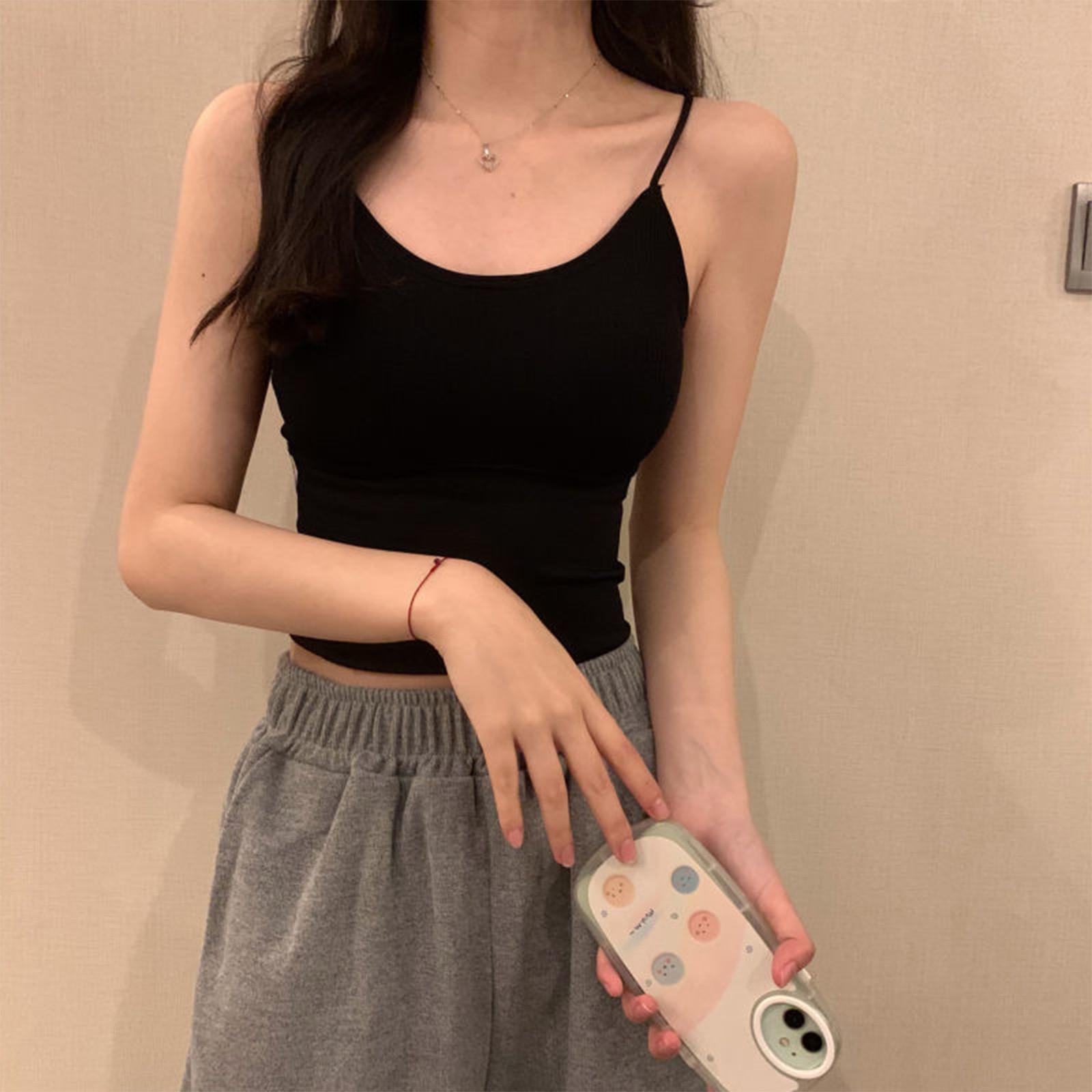 

Женский однотонный топ без рукавов с пупком One Size чёрный