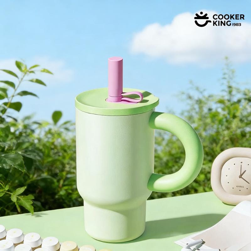 810ML 316/304 Stainless Steel + PP Large Capacity Coffee Cup with Straw Insulated Water Bottle Thermos Bottles Cup