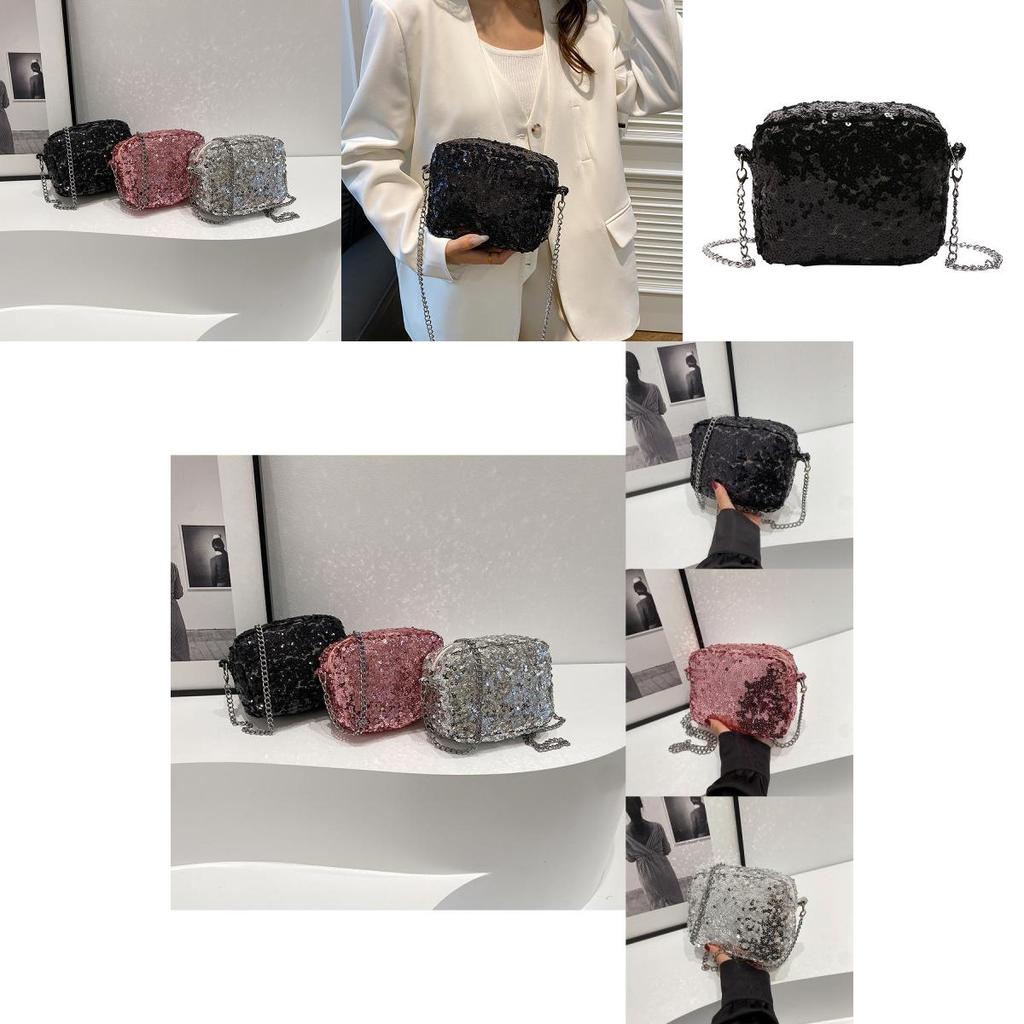 Stylish Sequined Shoulder Bag For Women In Silver Black And Pink Perfect For Casual Outfits