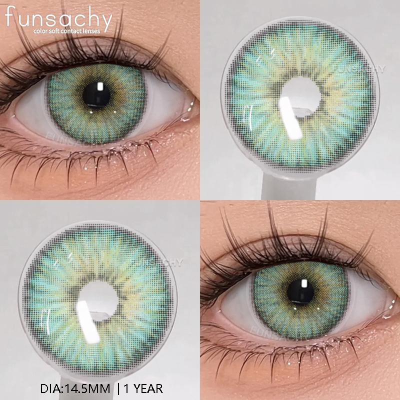 FUNSACHY 2pcs Blue Contact Lenses for Eye Natural Beauty Colorful Lense Beauty Cosmetics Pupils Yearly Use