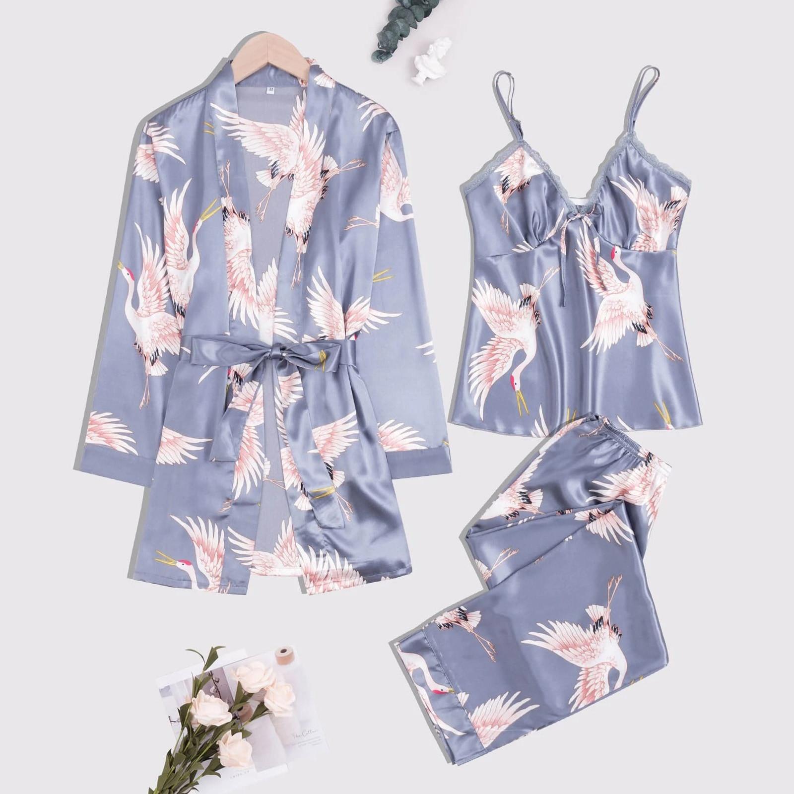 

Атласная шелковая пижама женская ночная рубашка нижнее белье халаты нижнее белье пижамы сексуальная L синий