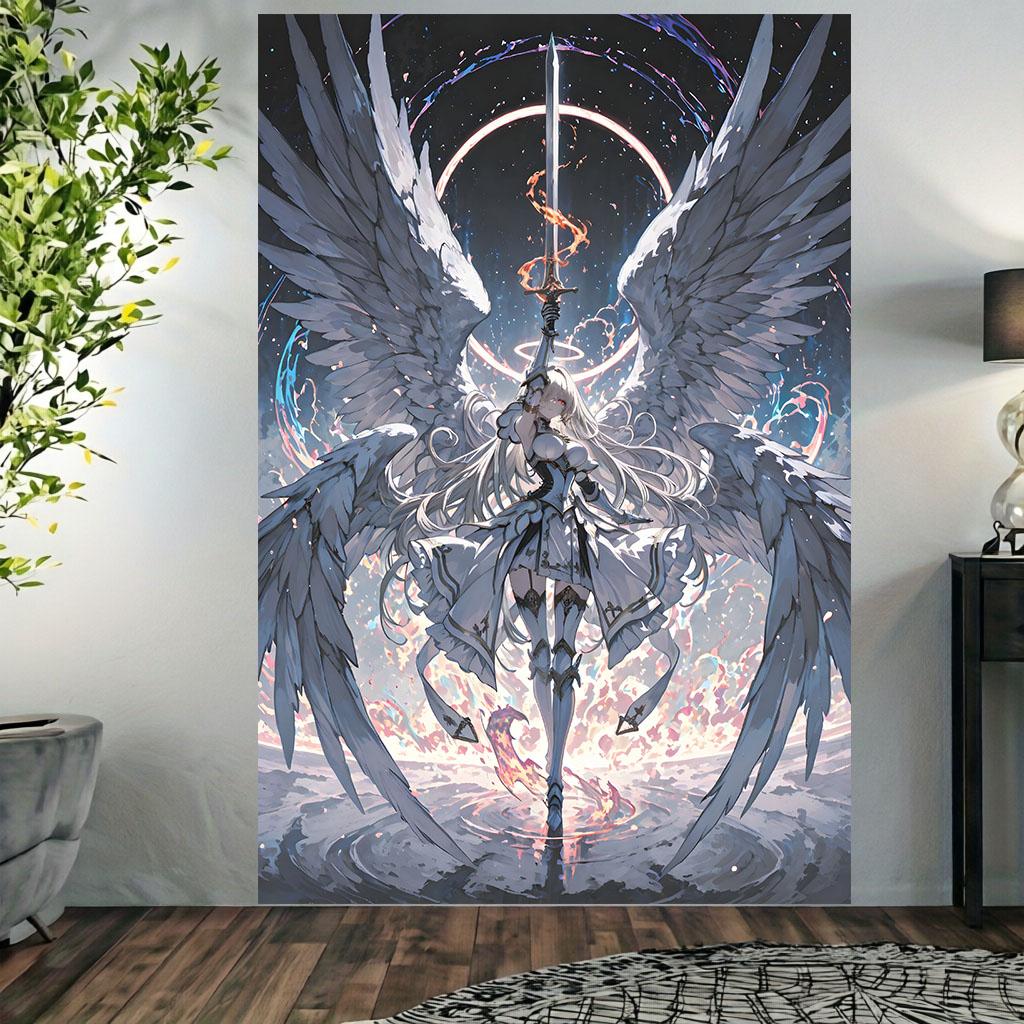 Sky Fantasy Anime Wall Hanging Tapestry Cool Medieval Aesthetic Bedroom Game Livestream Background Cloth Warrior Room Wall Decor