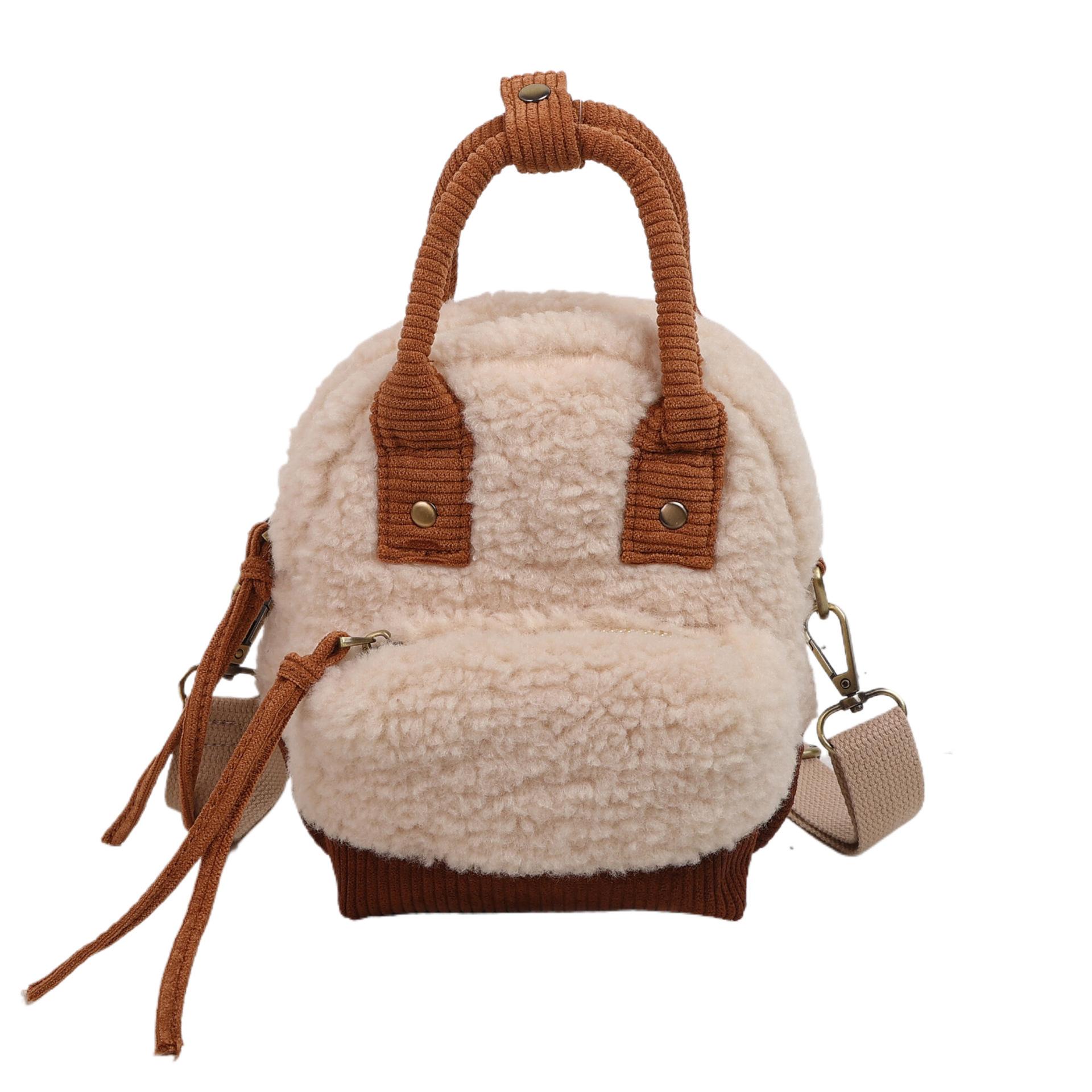 

Осінньо-зимова нова маленька портативна сумка з вовни ягняти, жіноча вовняна сумка, універсальна сумочка через плече, вовняна сумка