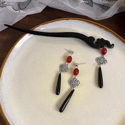 1 Paar im chinesischen Stil, einzigartige Imitation Jade, lange Ohrringe für Frauen, Vintage, eleganter Ohrclip, klassischer Schmuck, Geschenk