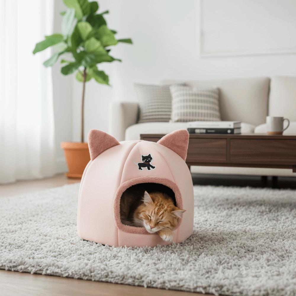 Dog Pumpkin House Semi-Closed Winter Cat Nest Cartoon Cozy Pet Sleeping Basket Warm Anti-Slip Windproof Cat Cave Home Decor