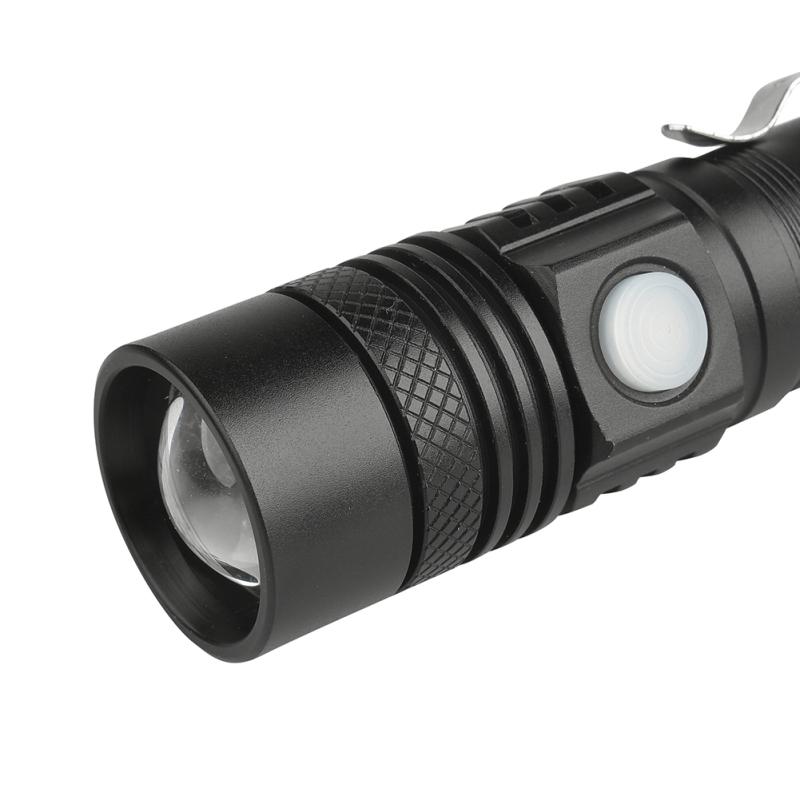 USB Highlight Handy Powerful Aluminum Alloy Flashlight Power Tips Long-range Zoom Mini Small