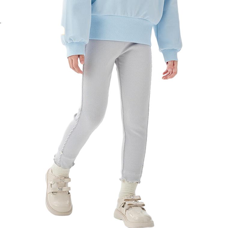 BALABALA Children's Leggings, Girls' Performance Pants, Spring Long Trousers, Ruffled Edge, Sweet And Cute, Versatile
