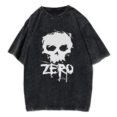 Zero Skull Washed Oversize Tshirt Cotton T Shirt Men Women Unisex Y2K T-shirt Top Tee