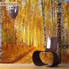 Trees Mural Wall Art Golden Forest Photo Wallpaper for Living Room Bedroom Office Kids Room