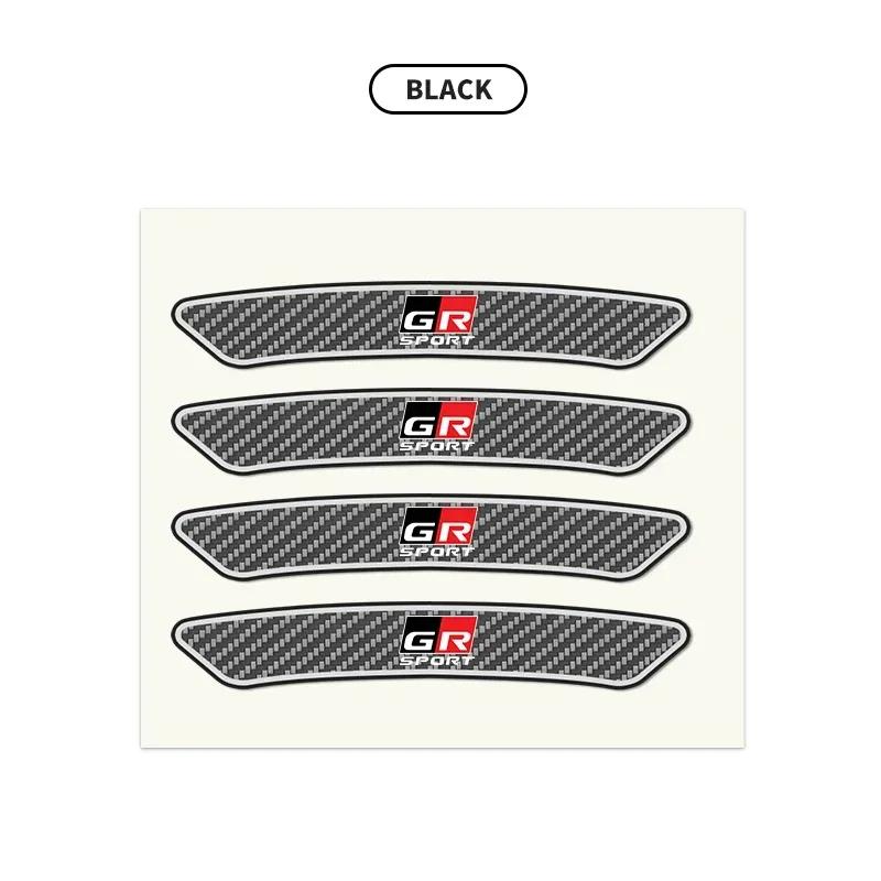 4PCS Car Wheel Hub Rim Sticker Carbon Fiber Decal for Toyota GR GAZOO RACING Badge Emblem Auto Interior Decoration Sticker