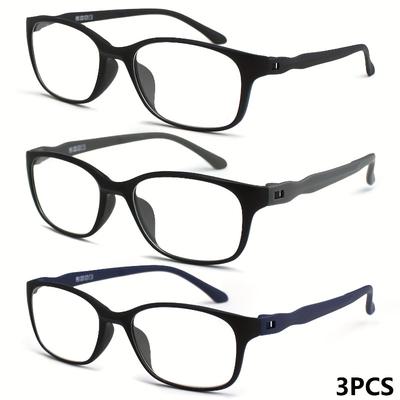 3PCS Ultra-light Frosted Rectangular Monogram Reading Glasses Comfortable Unique Temple Designs Classic Style