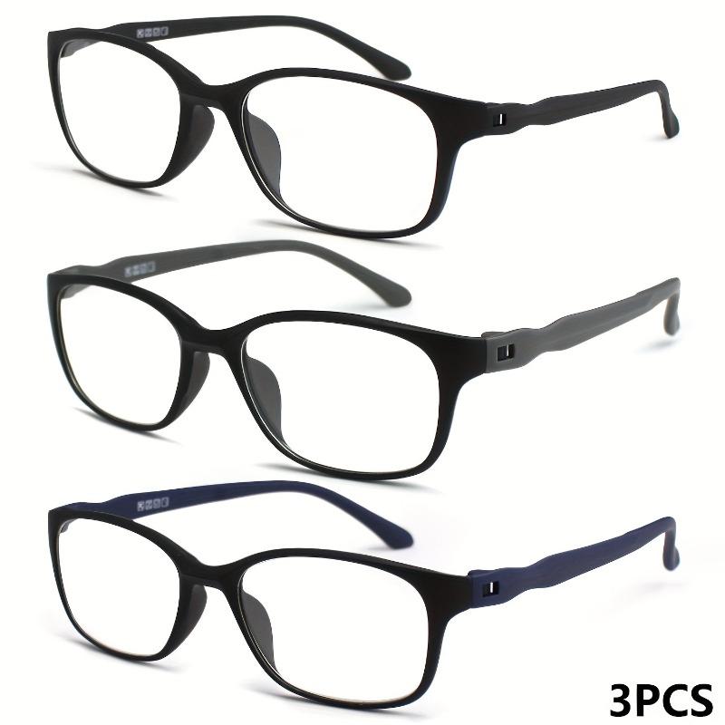 3PCS Ultra-light Classic Frosted Rectangular Monogram Reading Glasses with Comfortable and Unique Temple Designs