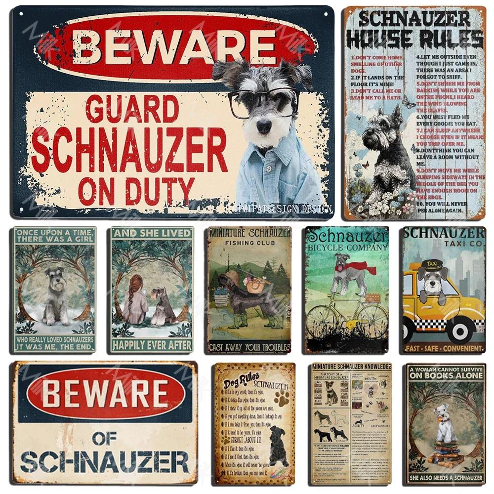 Schnauzer Hund Metallschild Dackel Kaffee Metallplatte Vintage Stil Wandaufkleber Metall Poster Cartoon Süßes Zuhause Außen Deko