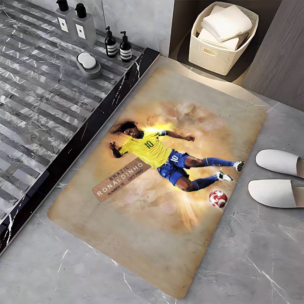 R-Ronaldinho Sport Football Star Door Mat Kids Room Bedroom Decoration Balcony Anti-Slip Doormat Living Room Doormat Area Rug