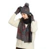 Winter Knitted Women's Jacquard Thickened Imitation Mink Scarf, Hat and Gloves Three-piece Set