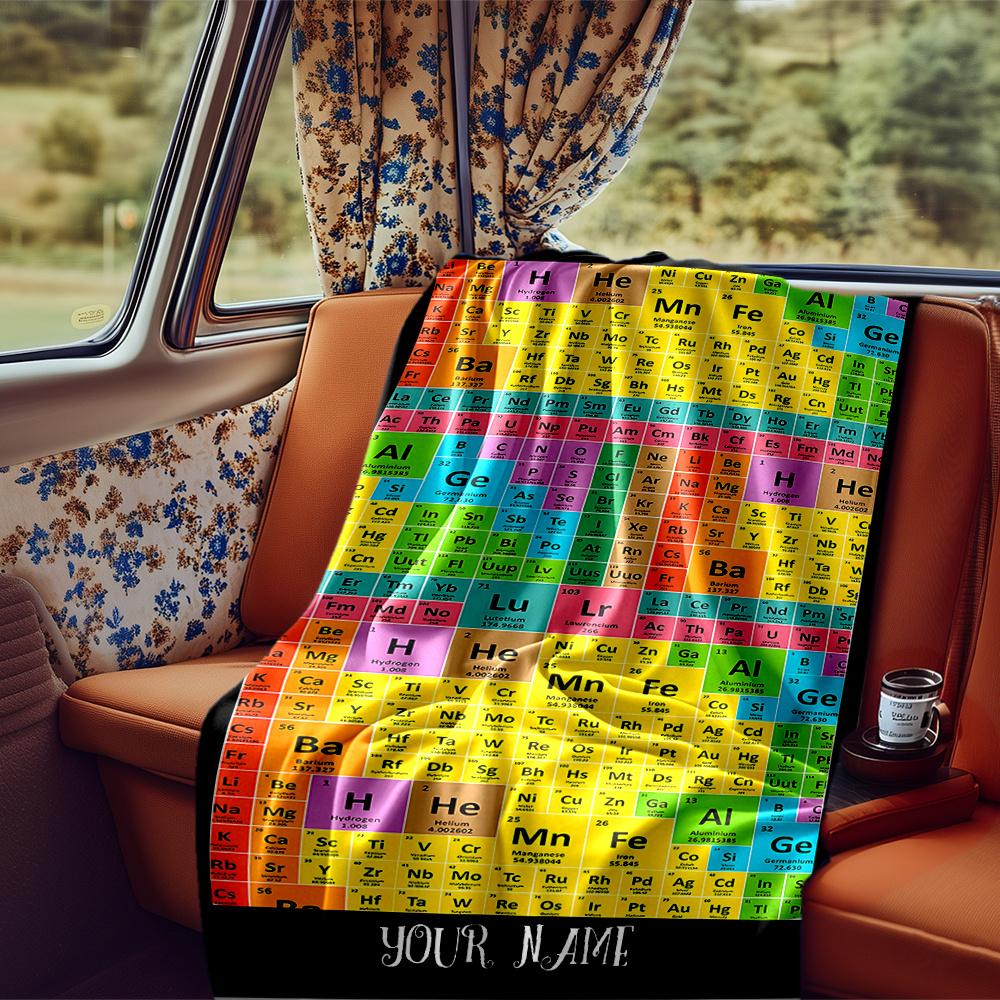 Periodic Table Of Elements Blanket Personalized Name Soft Comfortable Stylish Blanket Car Blanket Perfect For Travel Camping Outdoor Home Suitable For