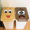 4pc Funny Face Garbage Bin Decals Waterproof Sticker Set New Trash Can Stickers  For Kitchen Office