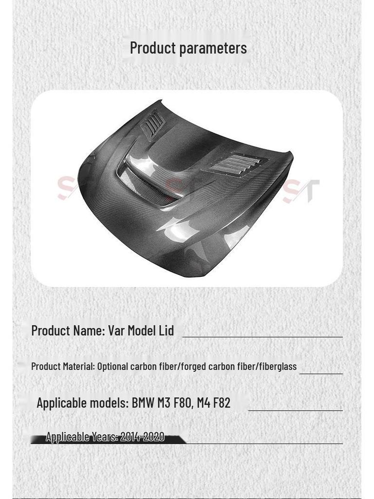 Varis Style Carbon Fiber Hood for BMW M3 F80/M4 F82 F83 - Engine Hood Body Kit
