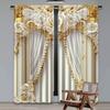 2Pcs Gold And White Curtains With Elegant And Chic White Flowers Suitable For Living Room Dining Room Kitchen Bedroom Bathroom