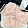 1011 New Simulation Silk Women's Pajamas Lapel Premium Summer Popular Two-piece Pajama Set