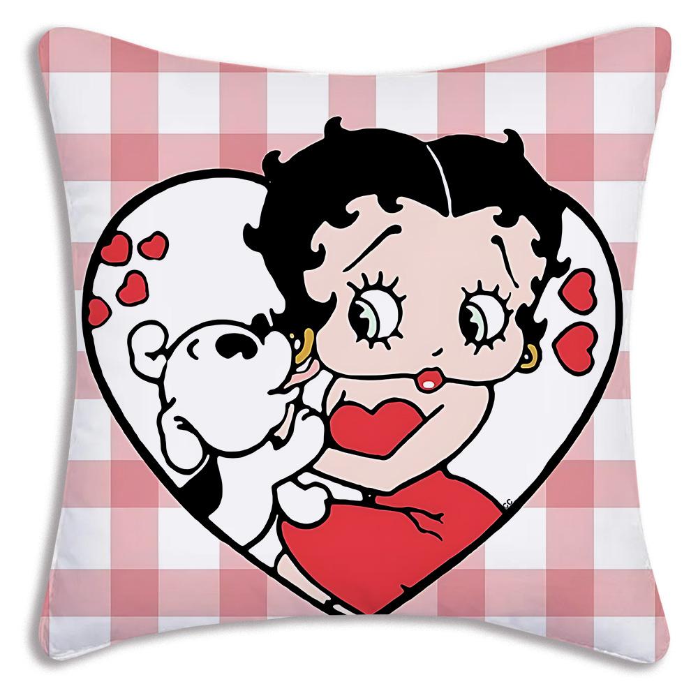 Cute B-Bettys Girl Boops Pillow Covers Cartoon Sofa Decorative Home Double-sided Printing Short Plush Cute Cushion Cover