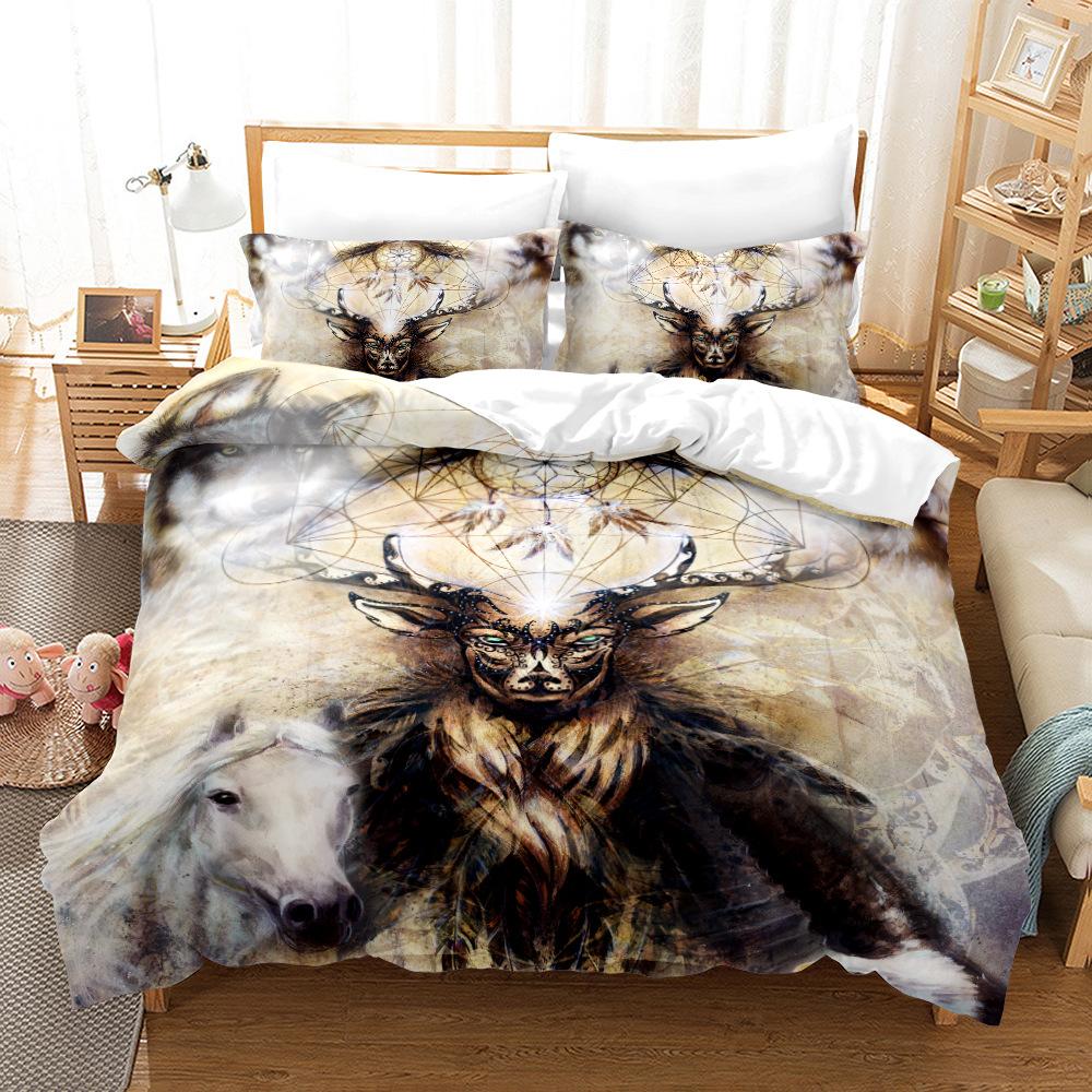 Funda de edredón con estampado de animales en 3D para el hogar, funda de edredón y funda de almohada con estampado de ciervos, para cama individual o doble, tamaño completo, Australia, UE y EE. UU.