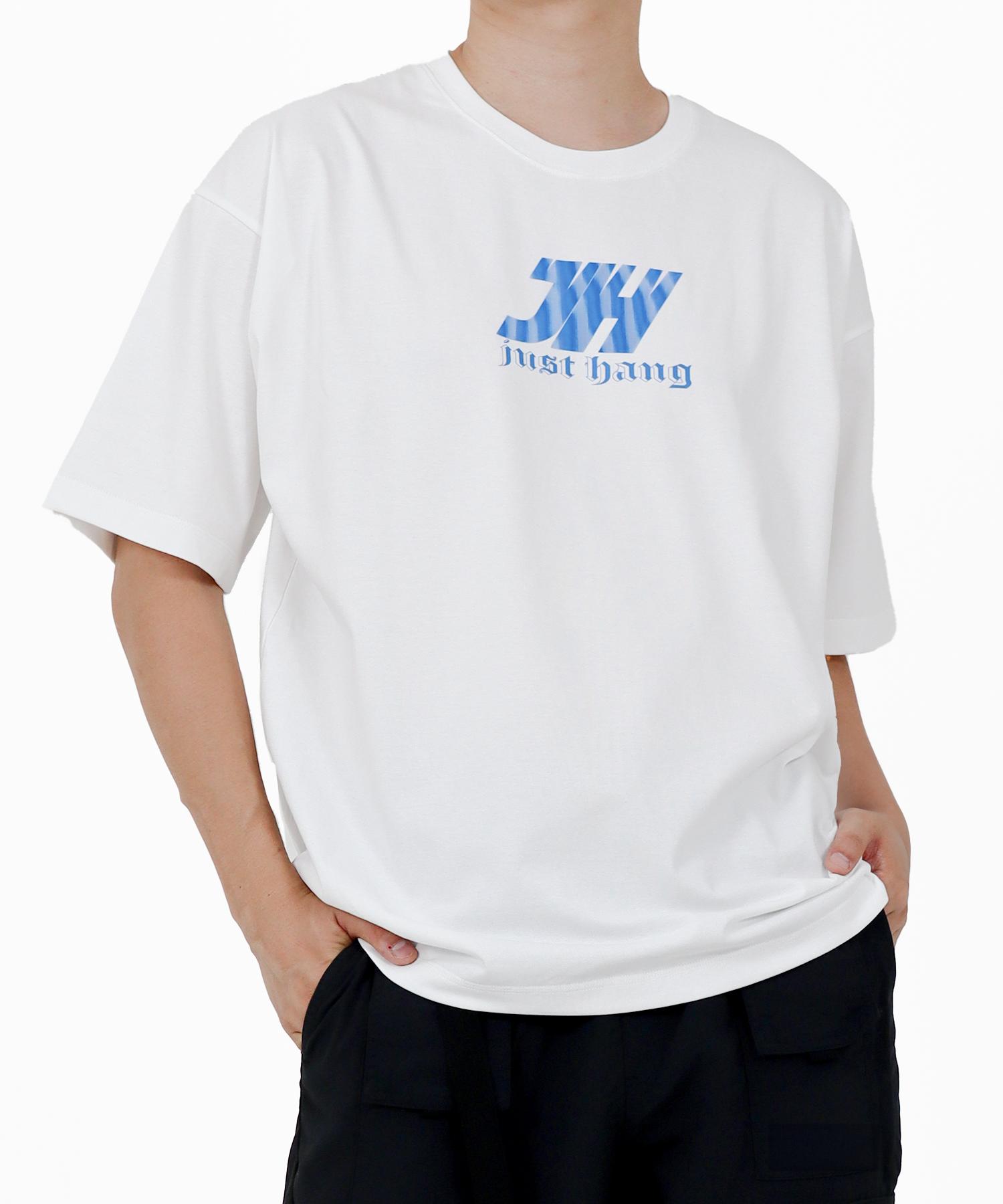 Just Haeng Tooth Blue 3D Logo White Oversized Short Sleeve Tee M