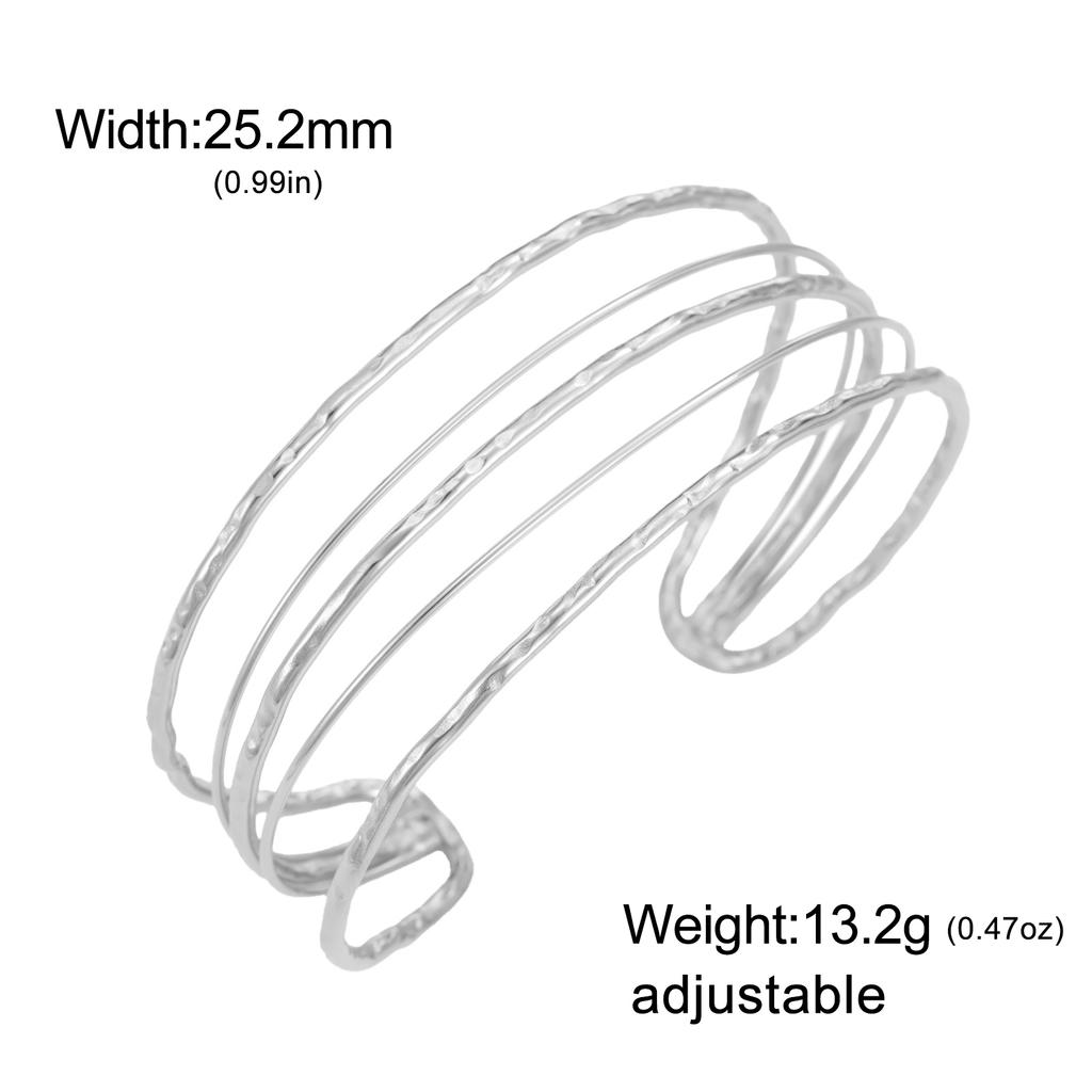 Cazador Minimalist Gold Plated Cuff Bracelets Stainless Steel Adjustable Women's Hand Bracelets Waterproof Jewelry Party Gift