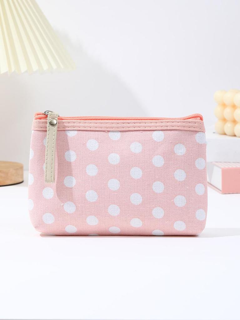 Classic Polka Dot Makeup Bag: Small Zipper Pouch & Key Holder