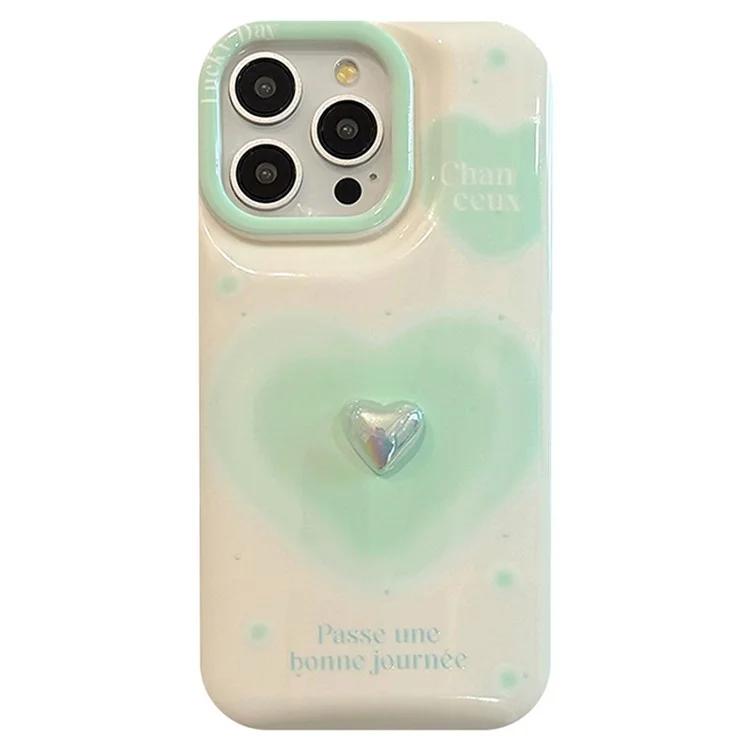 

For iPhone 15 Pro Case 3D Love Heart Soft TPU Shockproof Phone Cover - White