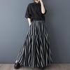 Plus Size High Waist Vintage Stripe Spring Summer Autumn Casual Loose Maxi Long for Woman Skirts Womens Skirt