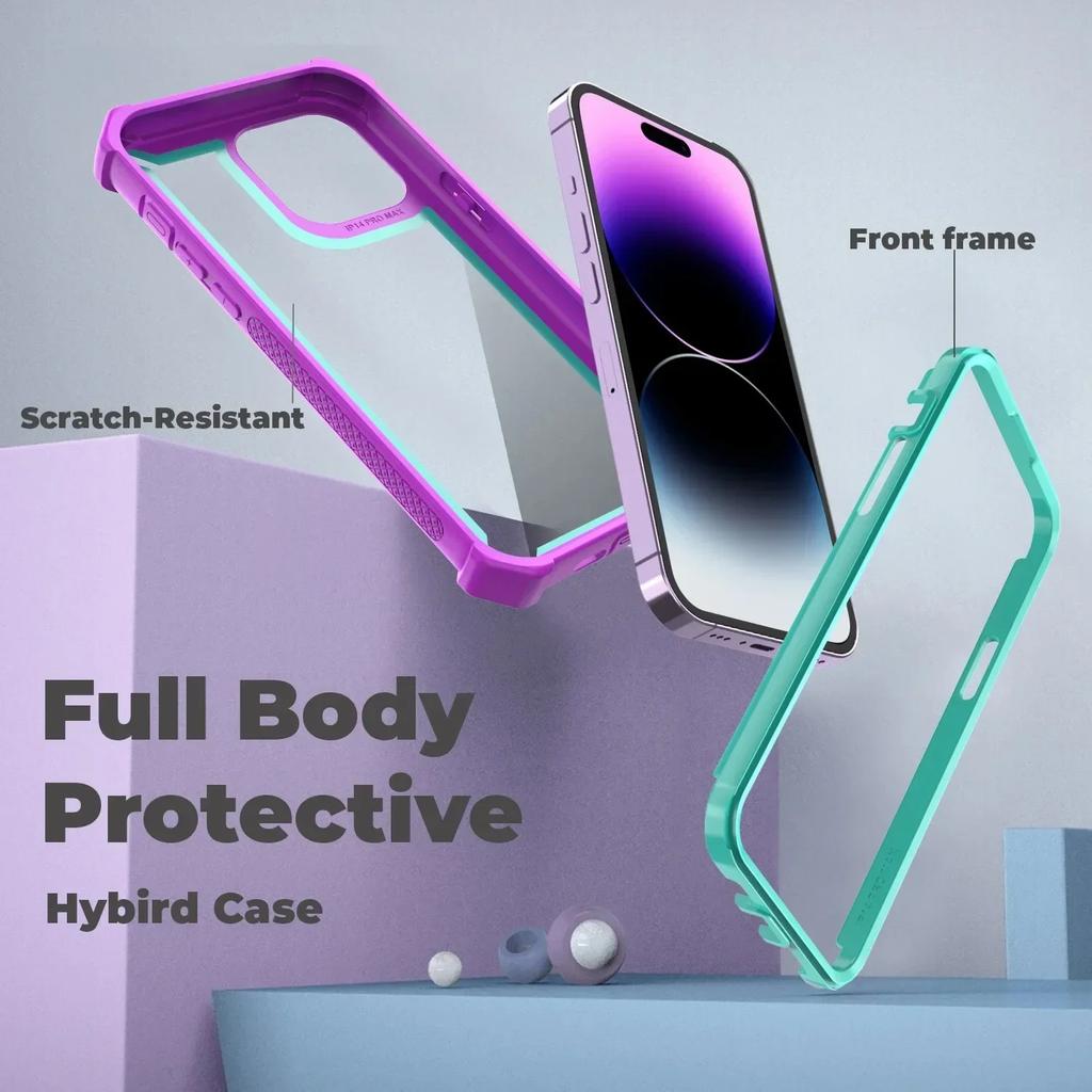 Luxury Transparent 2 In 1 Sturdy Shockproof Protective Cover for IPhone 17 Air 16 13 12 14 15 Pro Max Plus Armor Bumper Case