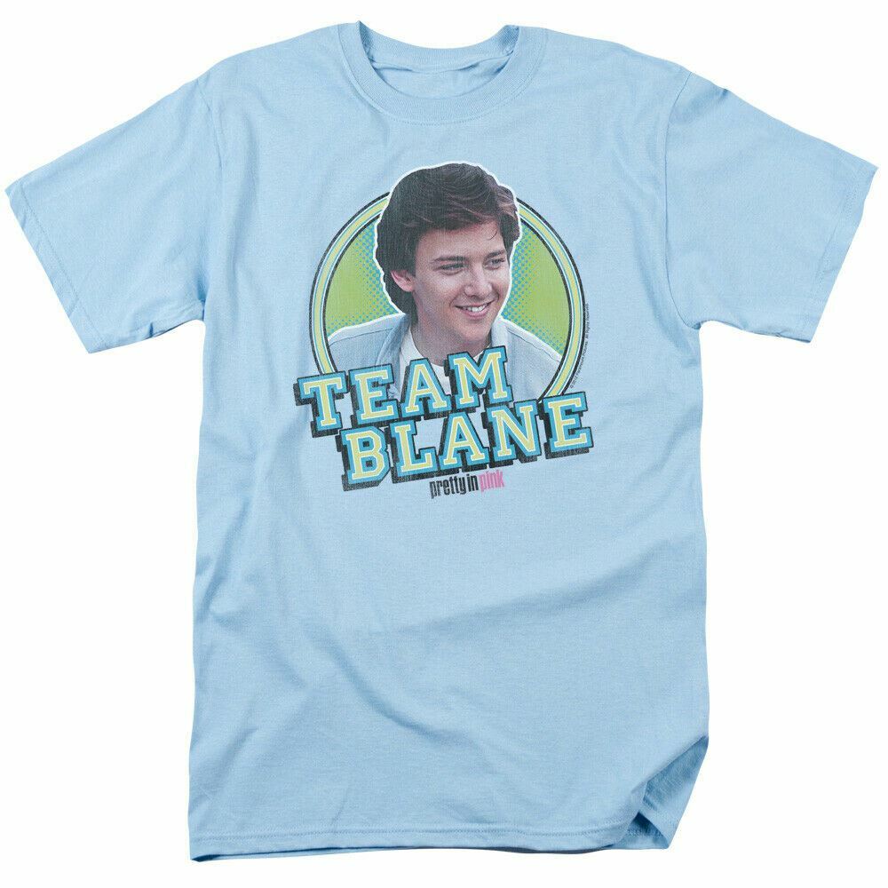 Pretty in Pink Team Blane T Shirt Mens Licensed 80s Movie Tee Light Blue M