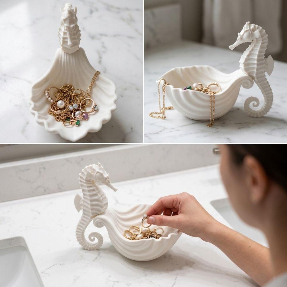 Cute Jewelry Display Stand Plastic Rings Holder Unique Seahorse-Shaped Storage Tray Home Ornaments