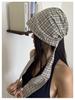 Japanese Plaid Tie-Up Headband Beanie for Women: Spring/Summer Fashionable Versatile Design