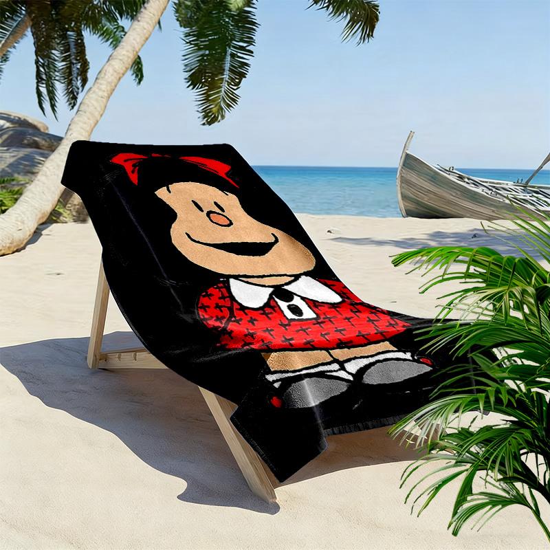 Mafalda Print Beach Towel, Large Soft Quick Dry Towel for Beach Camping Swimming