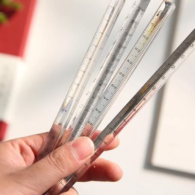 Règle triangulaire en plastique transparent 15cm/20cm Papeterie étudiante Règle droite Outil Règle triangulaire tridimensionnelle