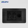 DELEFU Brazilian Model 118 Type 10A/20A Stainless Steel Black Durable PC USB Socket with Type-C 20W Fast Charging