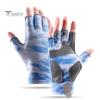 1 Paar Angelhandschuhe für Herren, Halbfinger, verschleißfest, kühlend, Camouflage-Druck, elastisch, gute Atmungsaktivität, Outdoor-Kletter-/Camping-Handschuhe