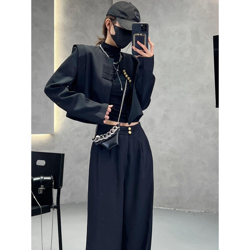 

Женский китайский ретро-костюм из двух частей: Куртка с длинным рукавом и брюки с высокой талией от Пана Коу L