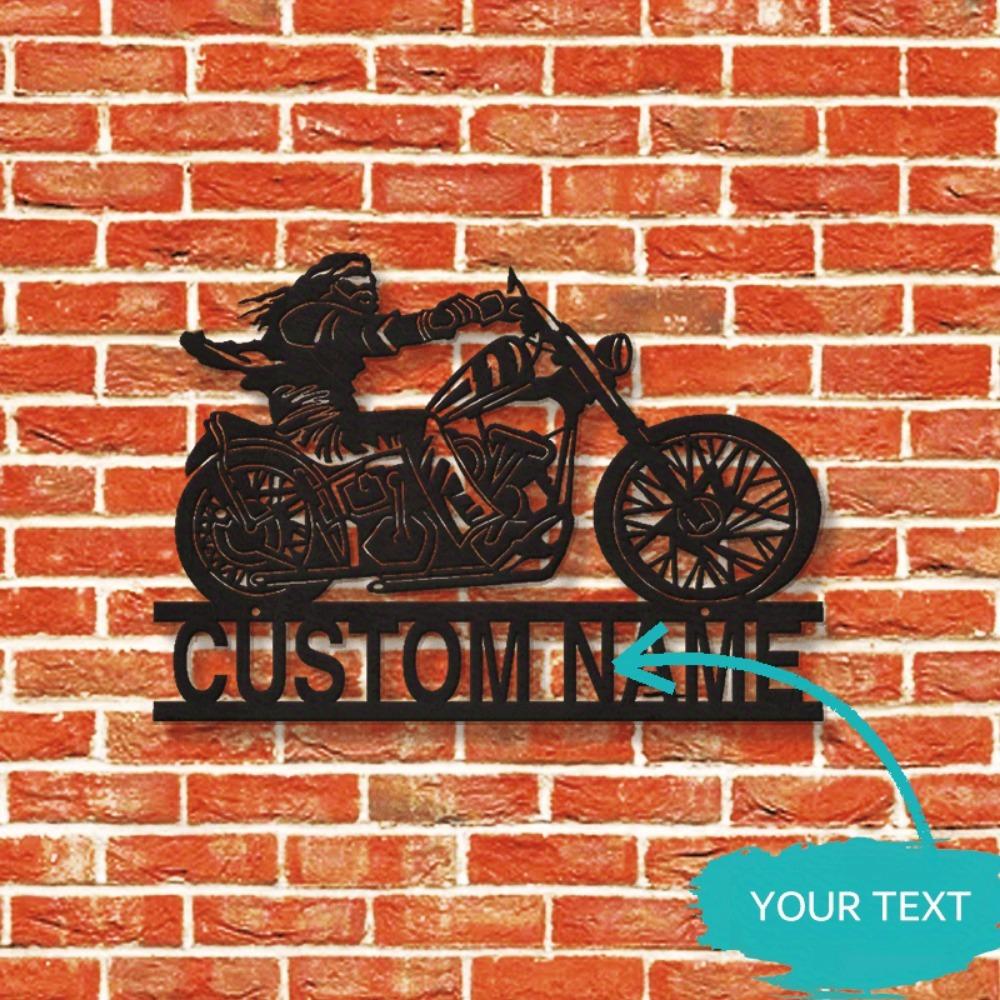 Custom Motorcyclist Metal Wall Art Personalized Name Farmhouse Porch Patio Gift Motorcycle Fan
