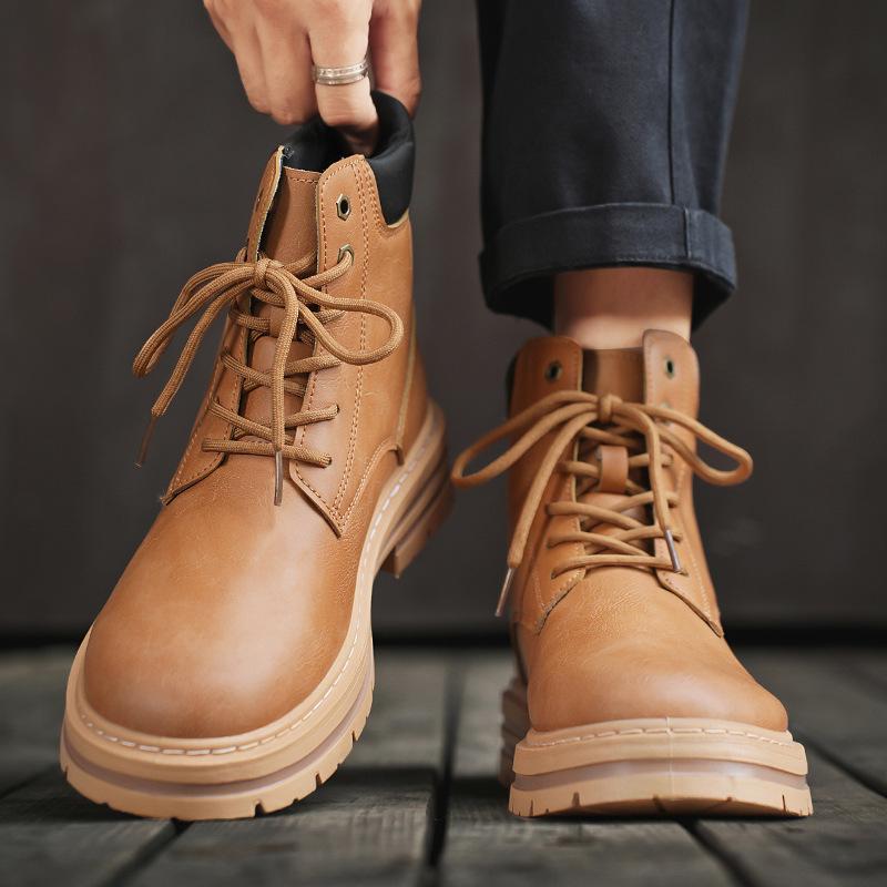 Large Size Men's Shoes Martin Boots Men's British Heightening Retro Casual Non-slip Thick-soled Dopamine
