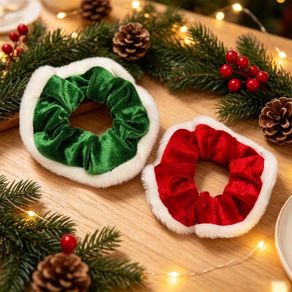 Elastic Christmas Velvet Hair Scrunchie Soft Hair Ties Stretchy Plush Hair Bands Hair Accessories