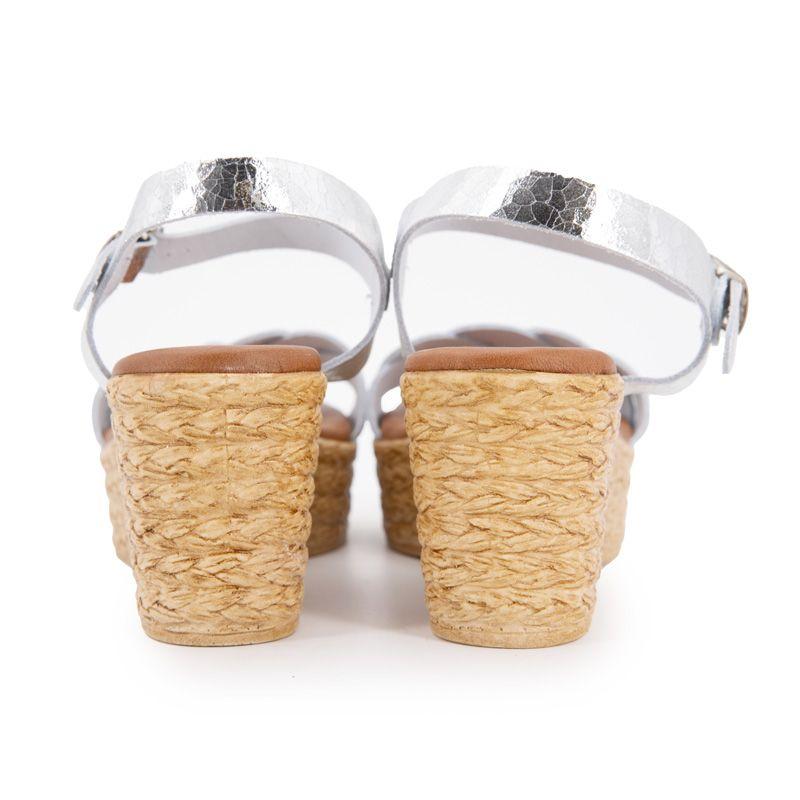 Women's Silver Crackled Leather Sandals Rope Sole CARLA TORTOSA